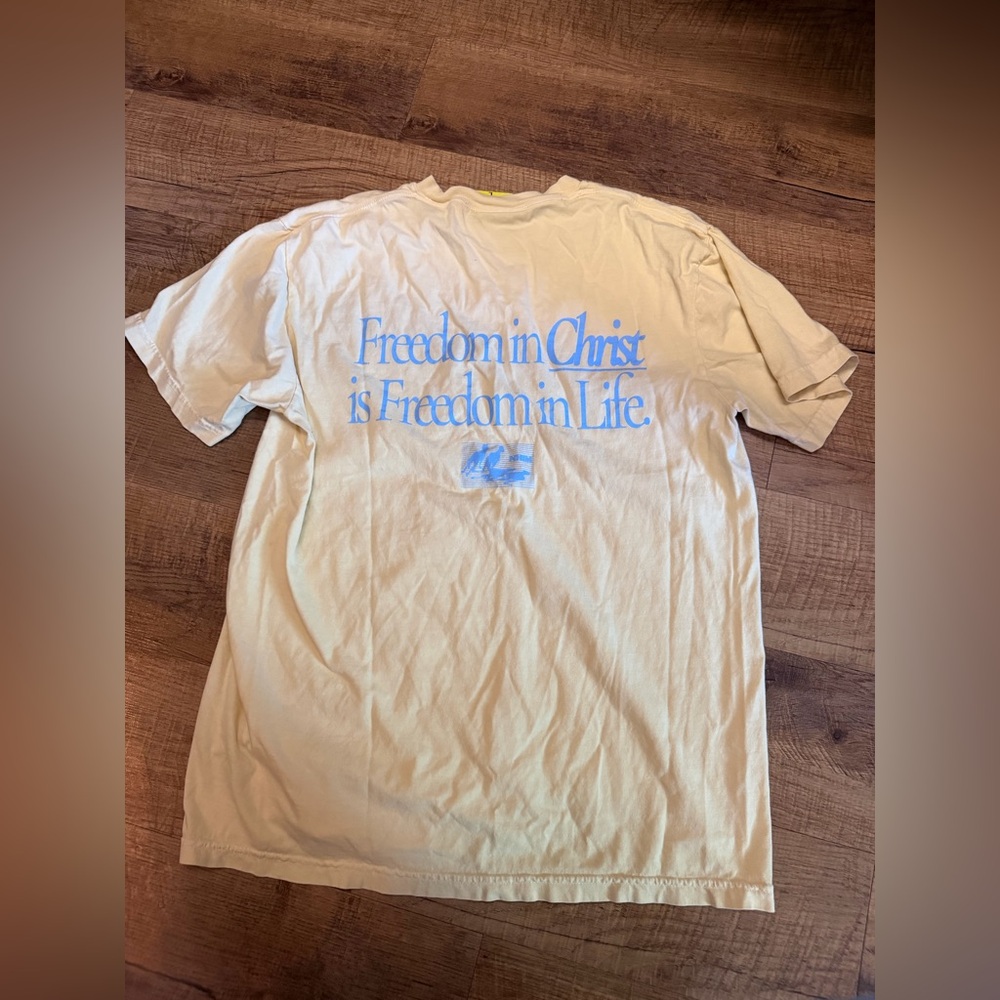 Nhim Apparel Butter Yellow Short-Sleeve Graphic Tee With Blue Print — image 2 of 3